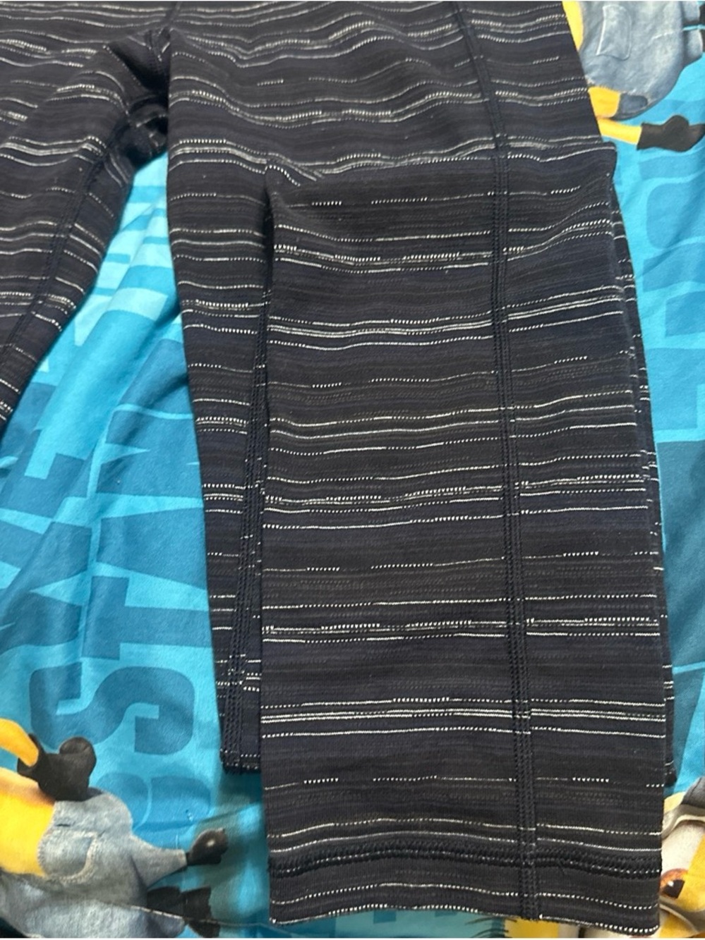 lululemon athletica Black Patterned Leggings with Blue and Lime Accents